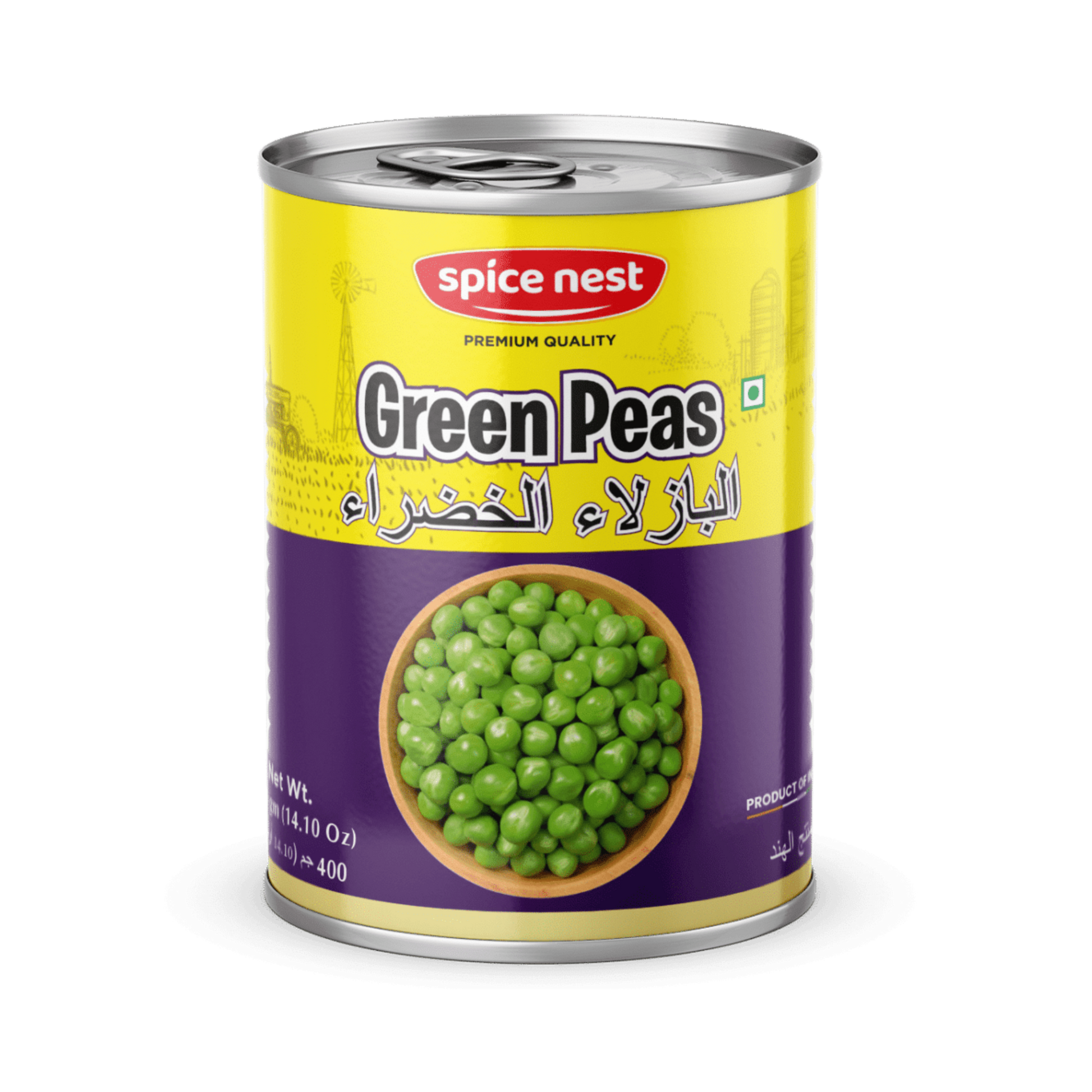Export quality canned green peas from India